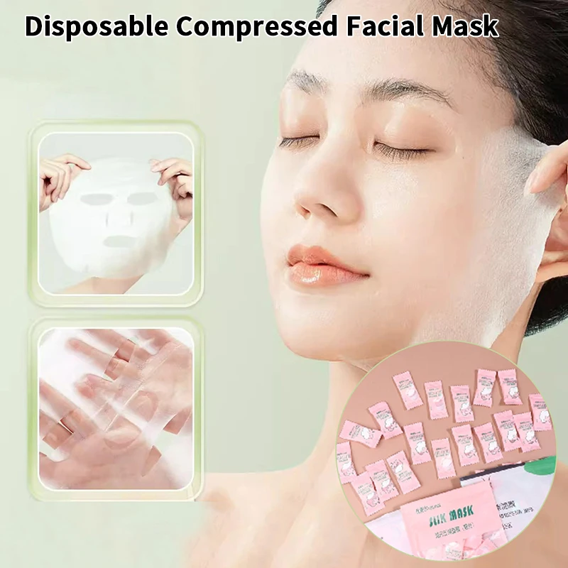 Doce descartável comprimido máscara facial 20/50/100 pçs máscara facial toalha moeda embrulhada tecidos papel cuidados com a pele seda/algodão