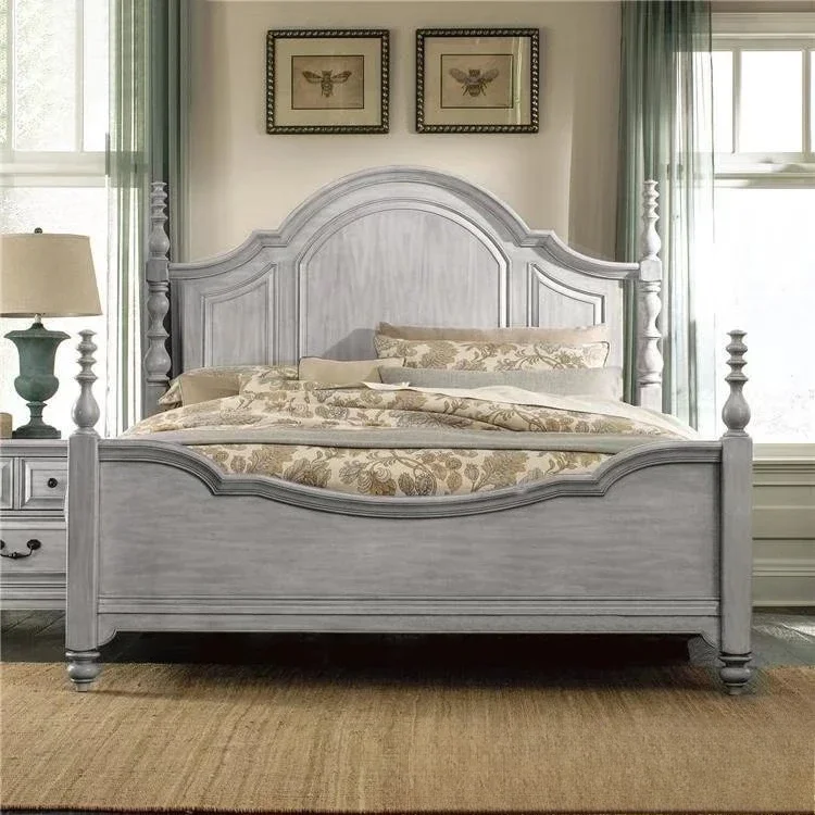 American solid wood double furniture bedroom oak engraved retro 1.8 meters wedding bed single children's bed