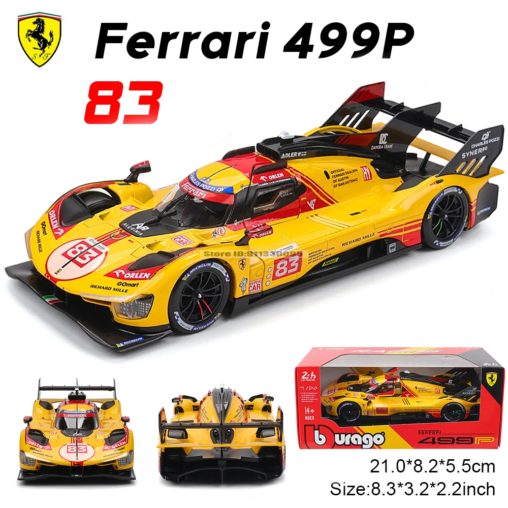 Bburago 1:24 202 Ferrari 499P LMH FORMULE RACING 488 250GTO FXXK 458 Legering Luxe Voertuig Diecast Auto Model Speelgoed Collectie Gift