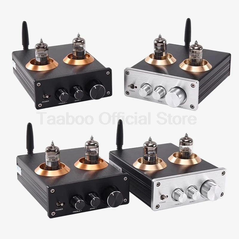 Tube Preamplifier 2x6J5 Vacuum 0.2% THD Bluetooth Preamp 20-20kHz Frequency Response RCA Output HiFi Audio For Active Speakers