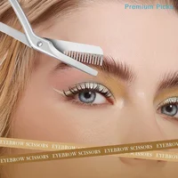 Ciseaux à sourcils en acier inoxydable avec peigne pour une mise en forme sans effort, outils de beauté pour le soin des poils du visage, pour usage en salon ou DIY. 6