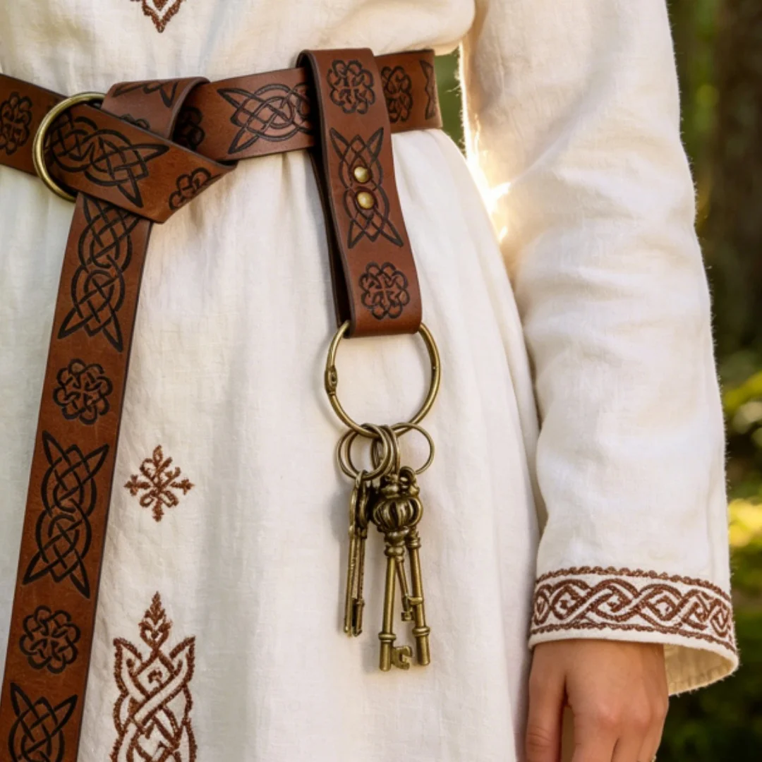Retro Metal Keychains Circular Rings Cosplay Belts Medieval Clothing Accessories Renaissance Style Keychain Belt for Costumes