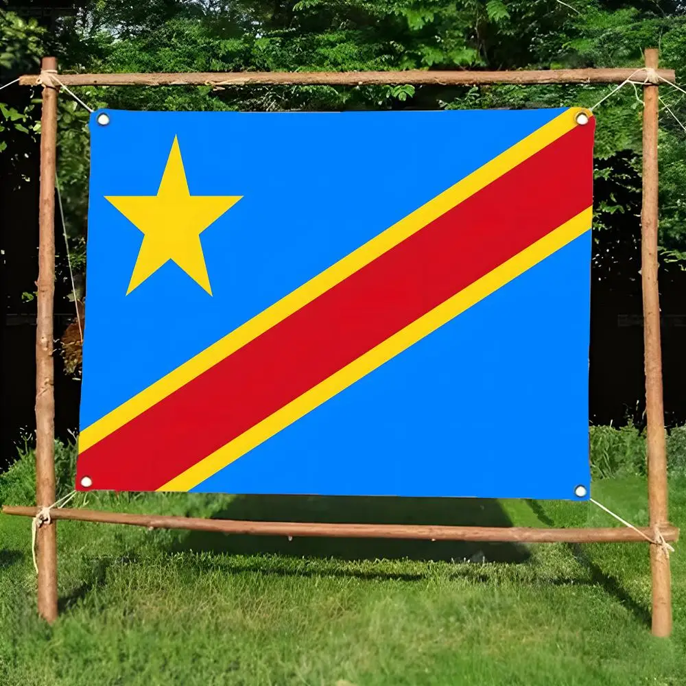 Colorful the Democratic Republic of the Congo Flags Borderless four-ring ornament indoor outdoor decoration effortless to hang