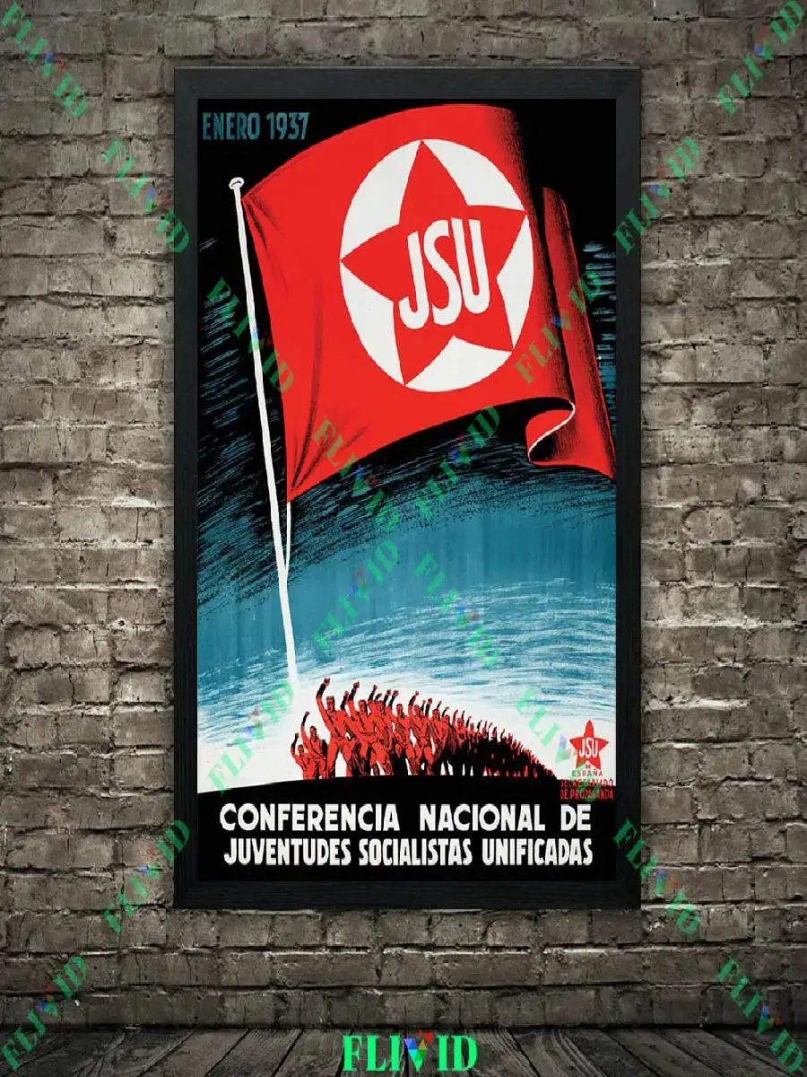 Spanish Civil War Popular Front Poster Vintage Print Independence and Freedom Socialist Revolutionary Wall Art