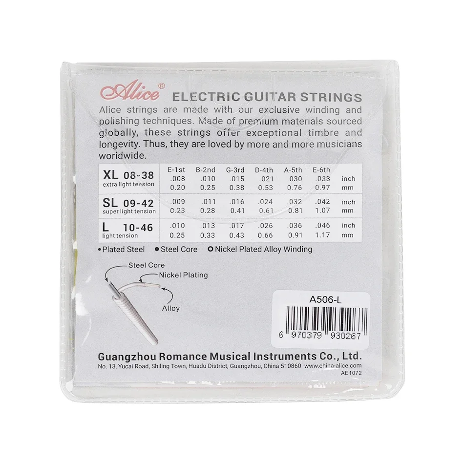 Alice 10 Takım A506 Elektro Gitar Dizeleri Çelik Çekirdek Nikel Kaplama Alaşım Sarma 008-038/009-042/010-046 Dizeleri Toptan