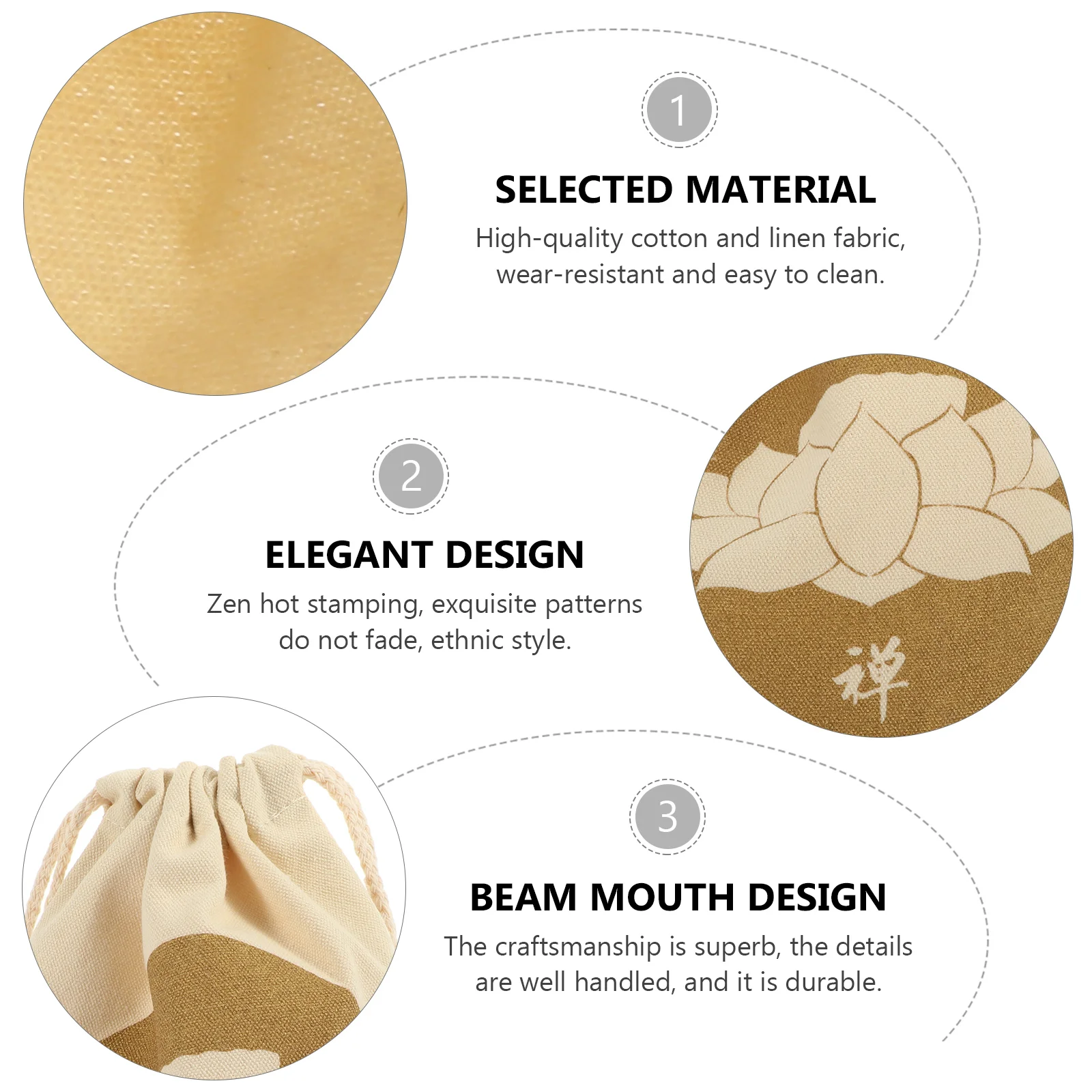 3 Pcs Buddha Sound Bowl Bag Durable Compact Cotton Linen Buddha Sound Bowl Bag Storage Singing Bowl Pouch Parts Accessories