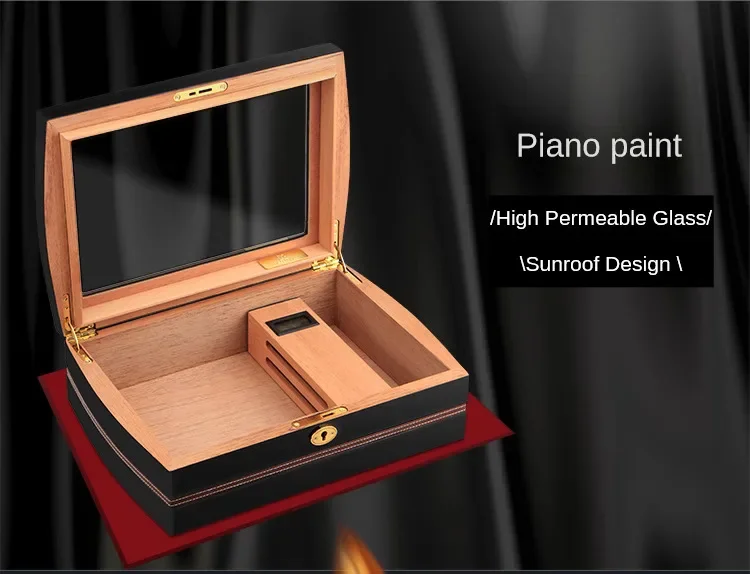 Moisturizing Box with Ebony Wood, Moisturizing Box, Multi-functional, Transparent, Cigar