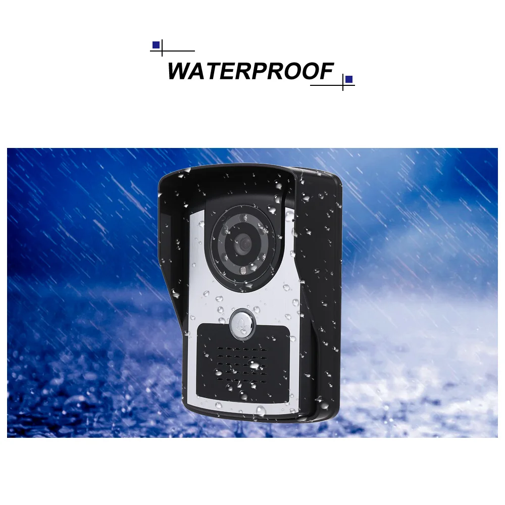 7 inch Monitor HD Camera Video Door Phone Color Doorbell Intercom System IR Night Vision Wired Doorbell Camera Waterproof