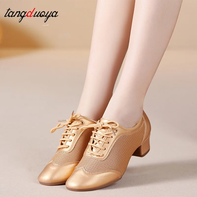

Summer Breathable Women's Square Latin Dance Shoes Modern Dance Shoes Hollow Adult Outdoor Social Dance Shoes 3.5/5cm