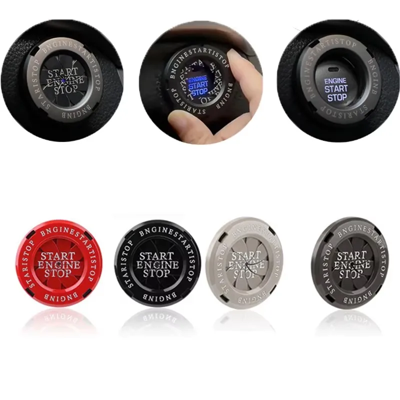 1/2Pcs Universal Car Start Stop Engine Push Button Cover Ring One-Click Start Decor Stickers Alloy Trim Car Styling Accessories