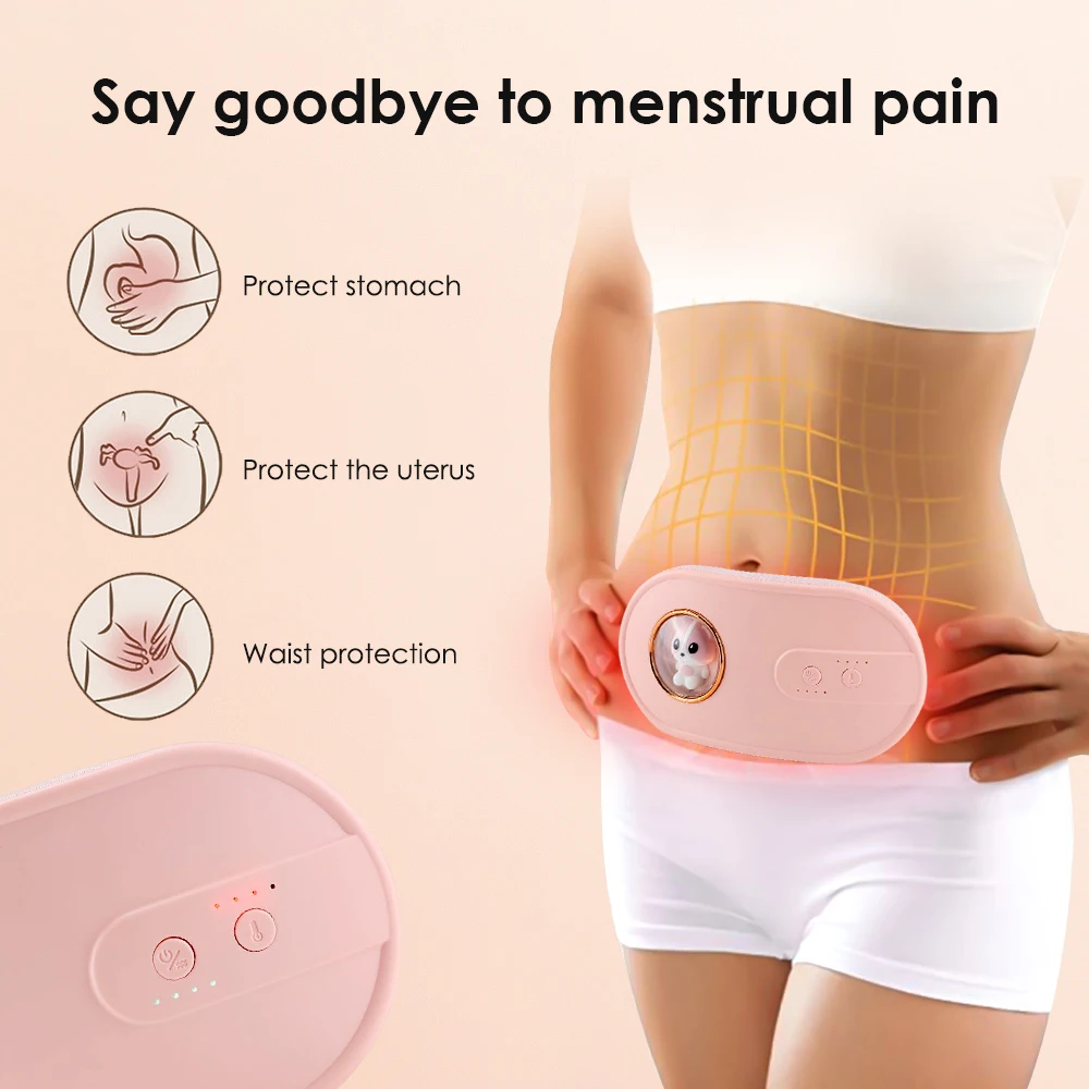 4 Modes Menstrual Heating Self Massage Heat Period Pain Relief Portable Heating Pad Warming Stomach Heat Belt Thermal Massager