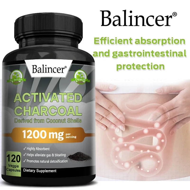 

Balincer Activated Charcoal Capsules - 1,200 Mg To Help Relieve Gas, Bloating and Naturally Detoxify