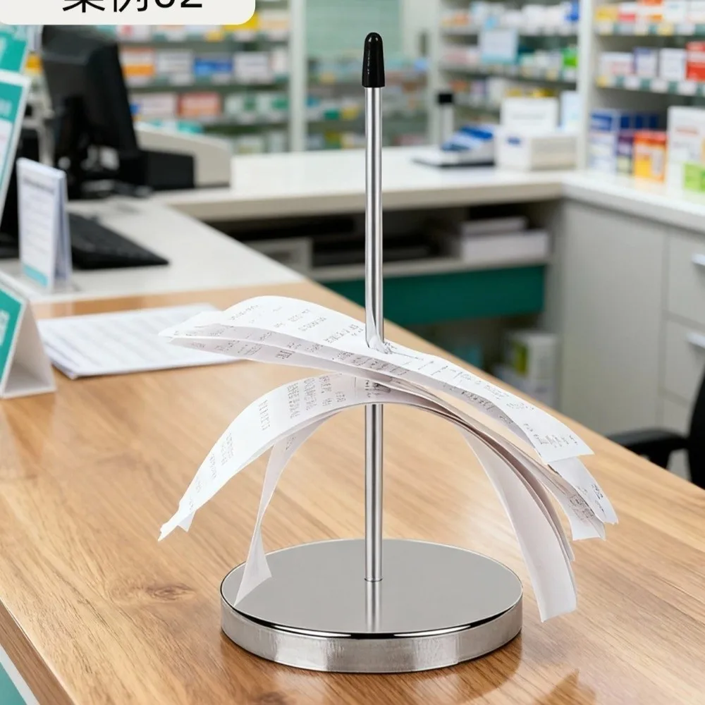 1/2Pcs Metal Receipt Ticket Spike Holder Non-slip Multifunctional Paper Bill Fork Paper Memo Holder Cafe Bar Cashier Desk