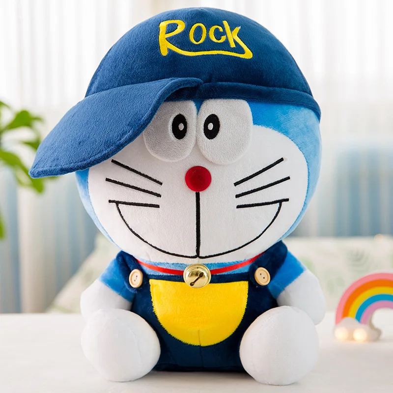 Cute Plush Doraemon Cat with Hat Stuffed Toy Cartoon Anime Doll Pillow for Kids Birthday Gift Plushie Stuffed Animal