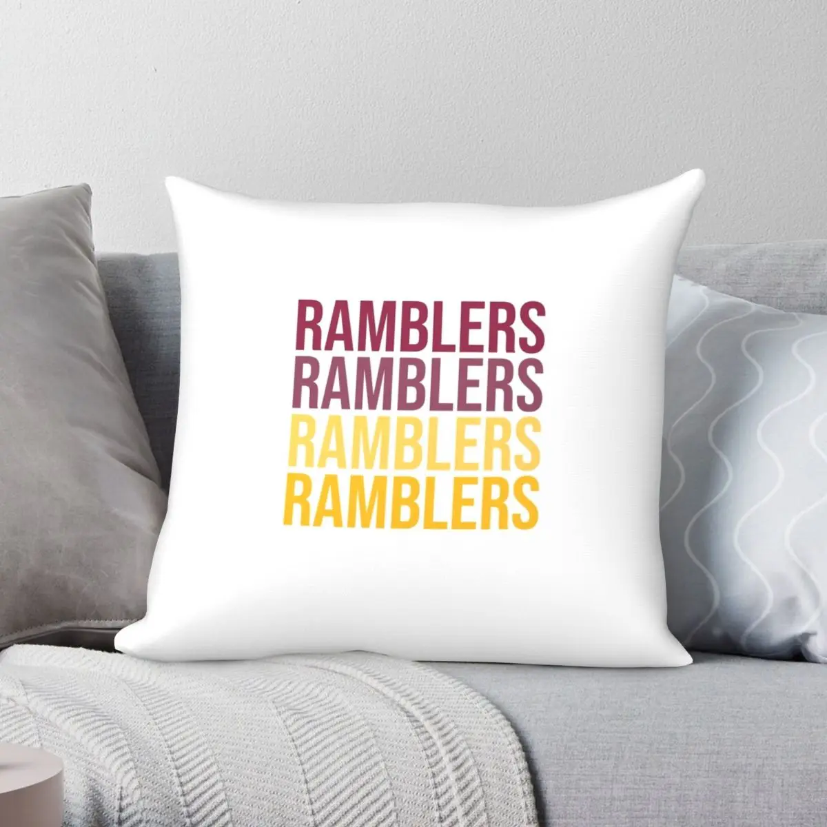 Ramblers Square Pillowcase Polyester Linen Velvet Printed Zip Decor Pillow Case Sofa Seater Cushion Cover