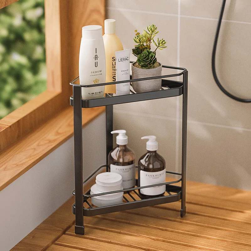 2023 Bathroom Storage Shelf Perforation-3 Floor Tripod Storage Shelf Corner Seam Toilet Storage Shelf Organization Material Iron