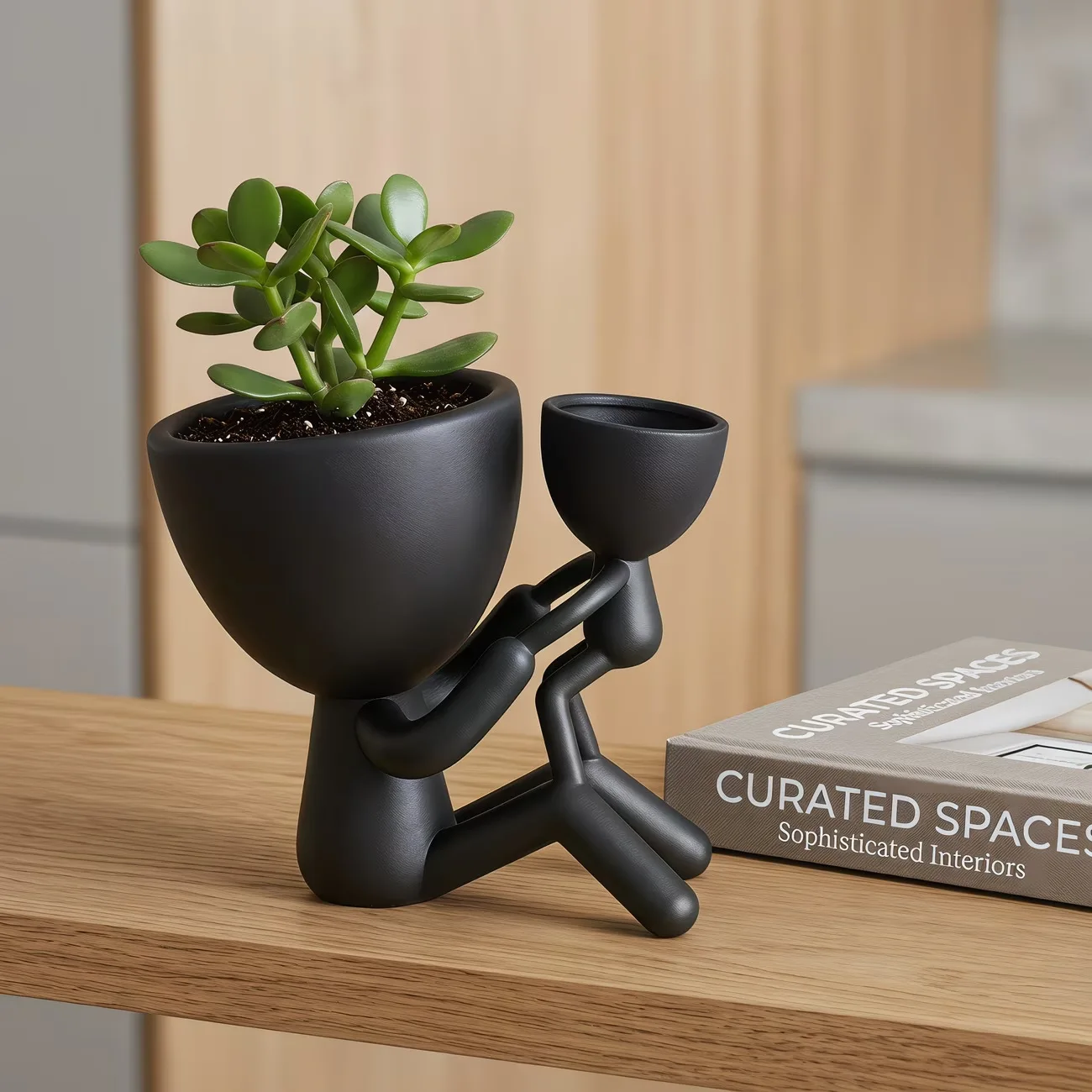 3D Printed Mother and Child Figure Planter Pot Minimal Anti Tipping Mother Child Hug Plant Pot Family Themed Stable Base