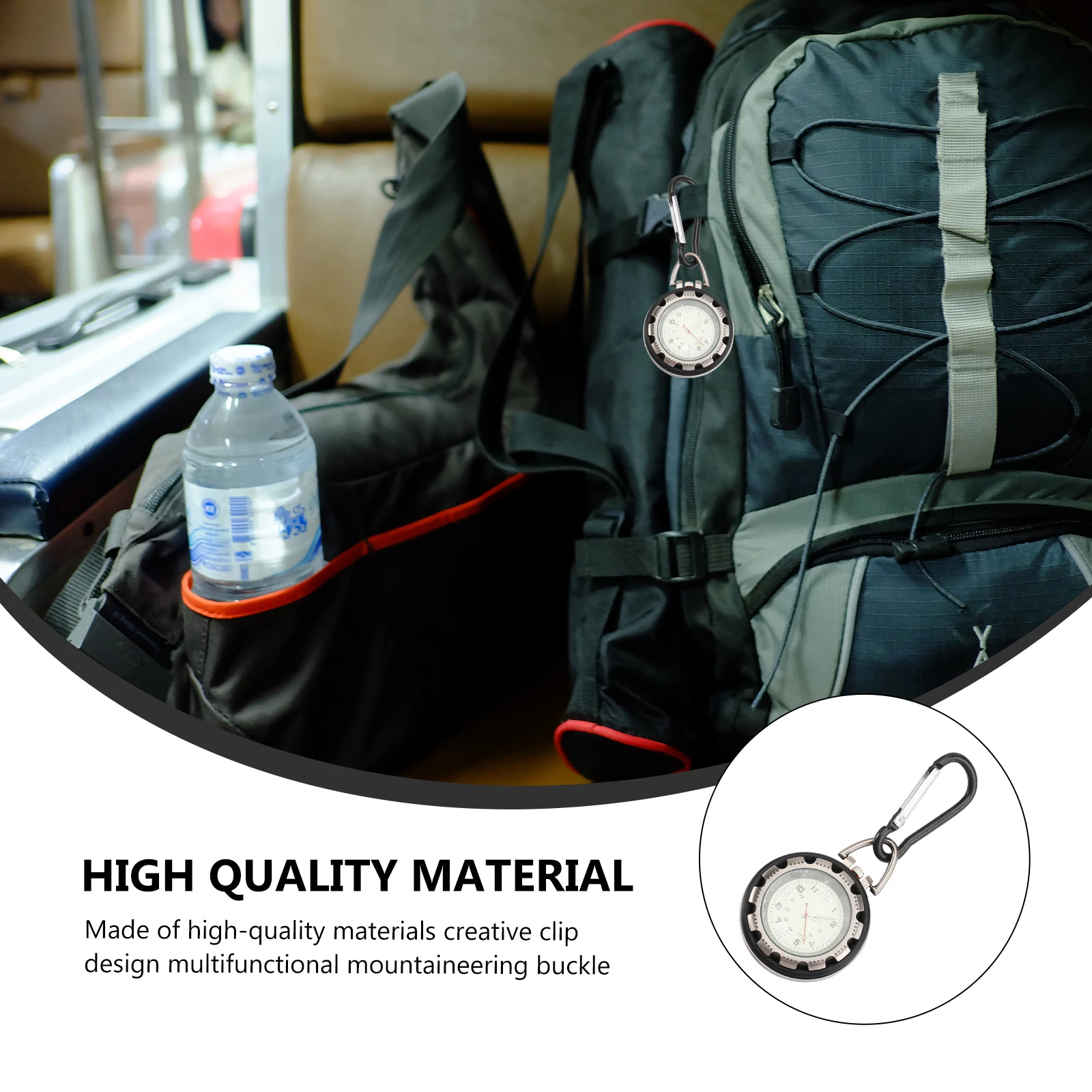 

1pc Quartz Fluorescent Dial Belt Loop Fob Clip For White Backpacker Clip Watch Clip-On Watch Bronze