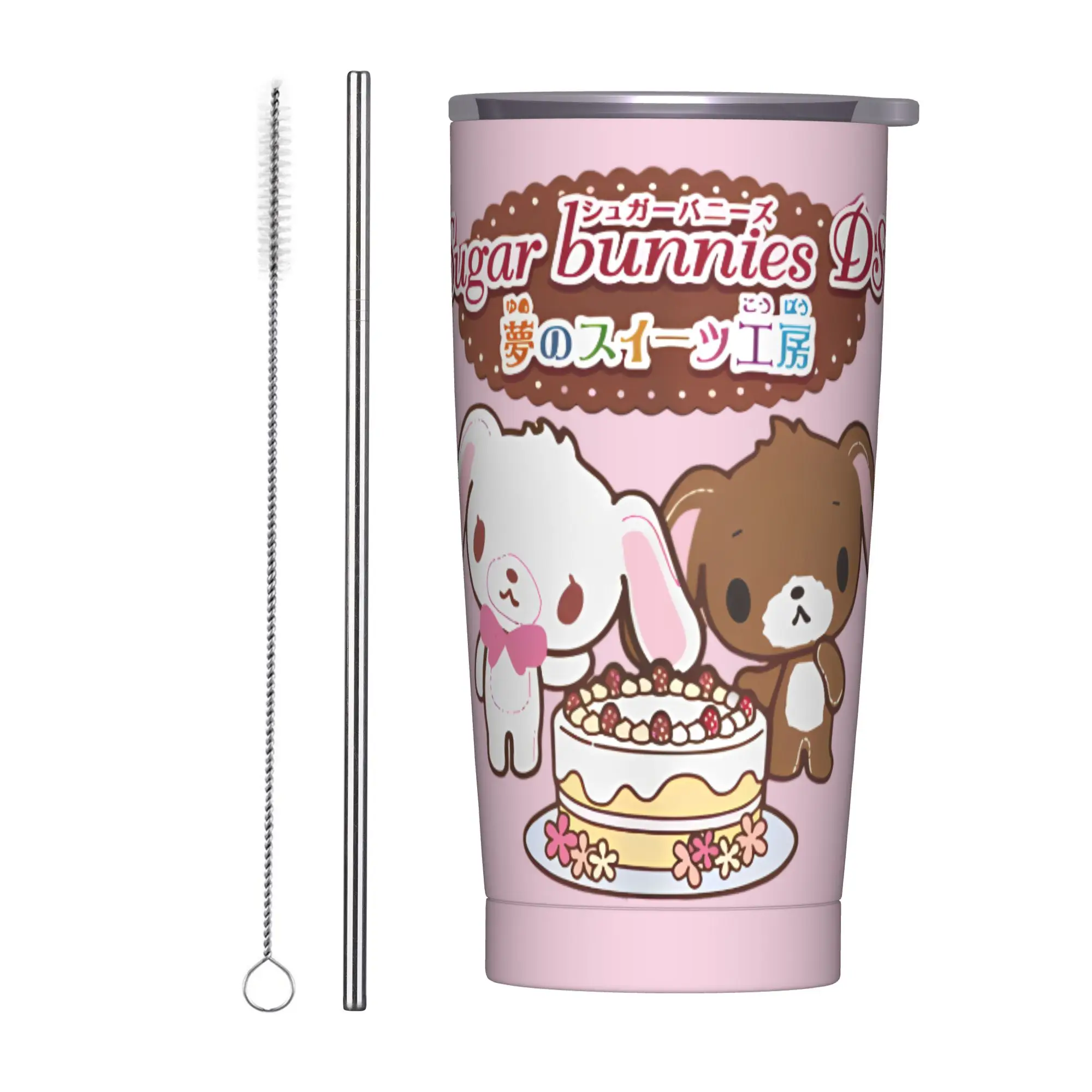 

Sugarbunnies Kurousa Sugar Bunnies Изолированный стакан с соломинкой Кофейные кружки из нержавеющей стали Портативные чашки для бутылок, 20 унций