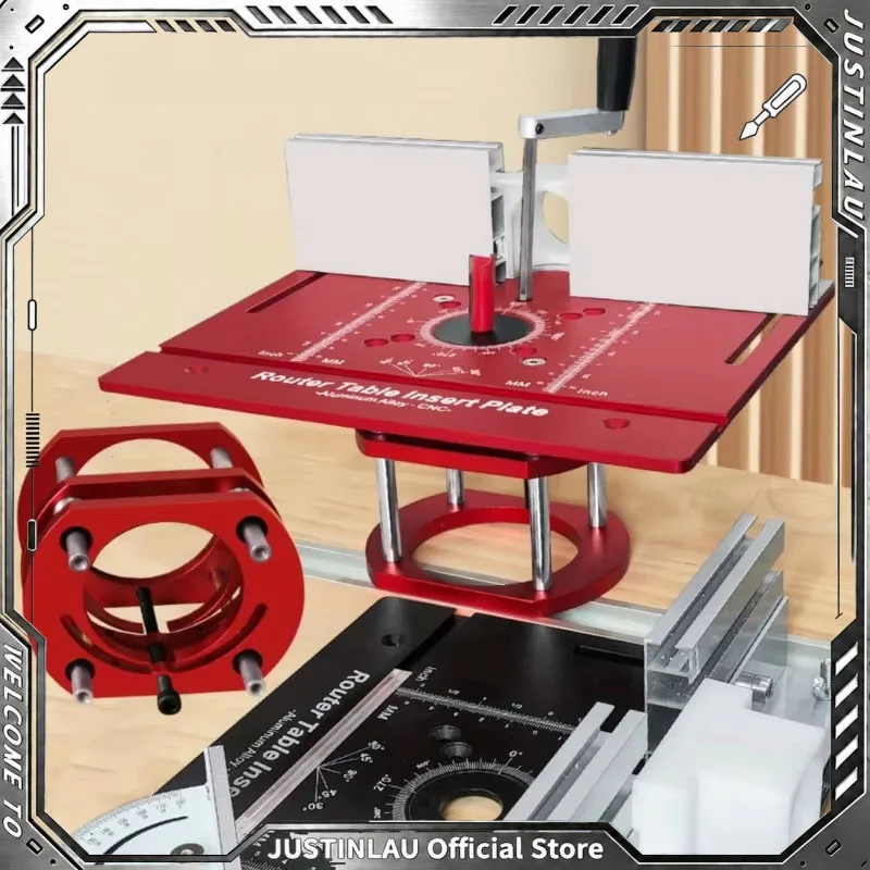 JUSTINLAU C8 Aluminum Electric Wood Milling Inverted Lifting Table, Metric & Imperial Scale, Trimming Machine Milling Workbench