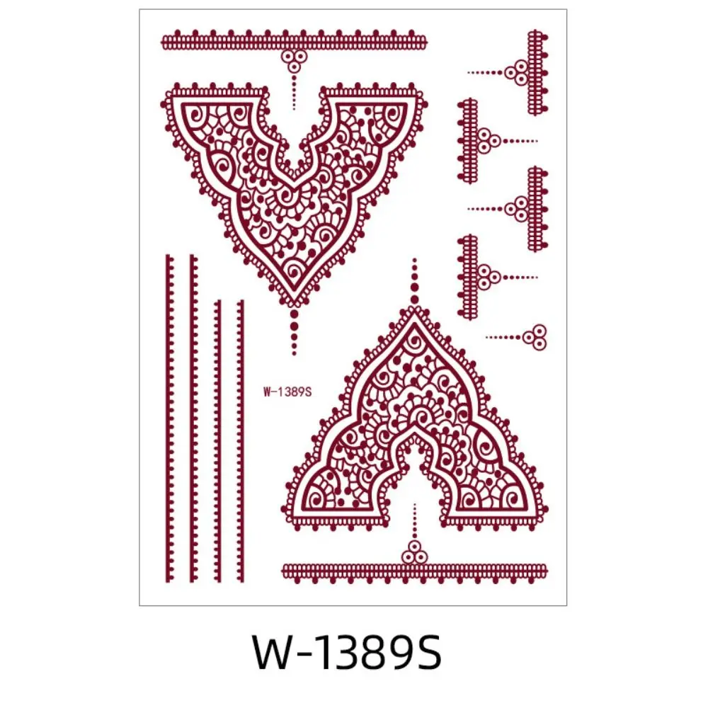 9 قطعة الدانتيل الأحمر البني وهمية الوشم الدانتيل جوفاء الجمال أداة الوشم المؤقت مجموعة الوجه اليد قدم الجسم الفن اليد لصاقات وشم
