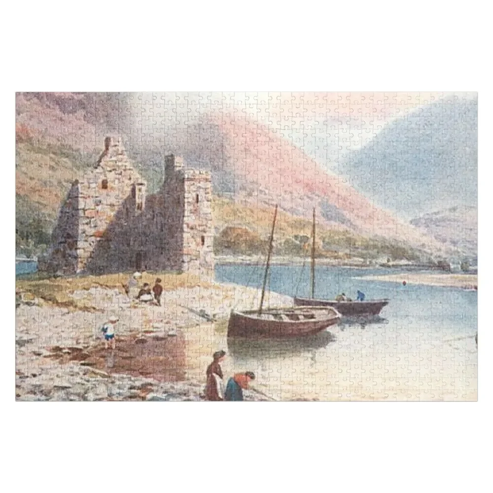 Vintage Illustration of Arran, Scotland - Lochranza Castle Jigsaw Puzzle With Photo Toys For Children Puzzle