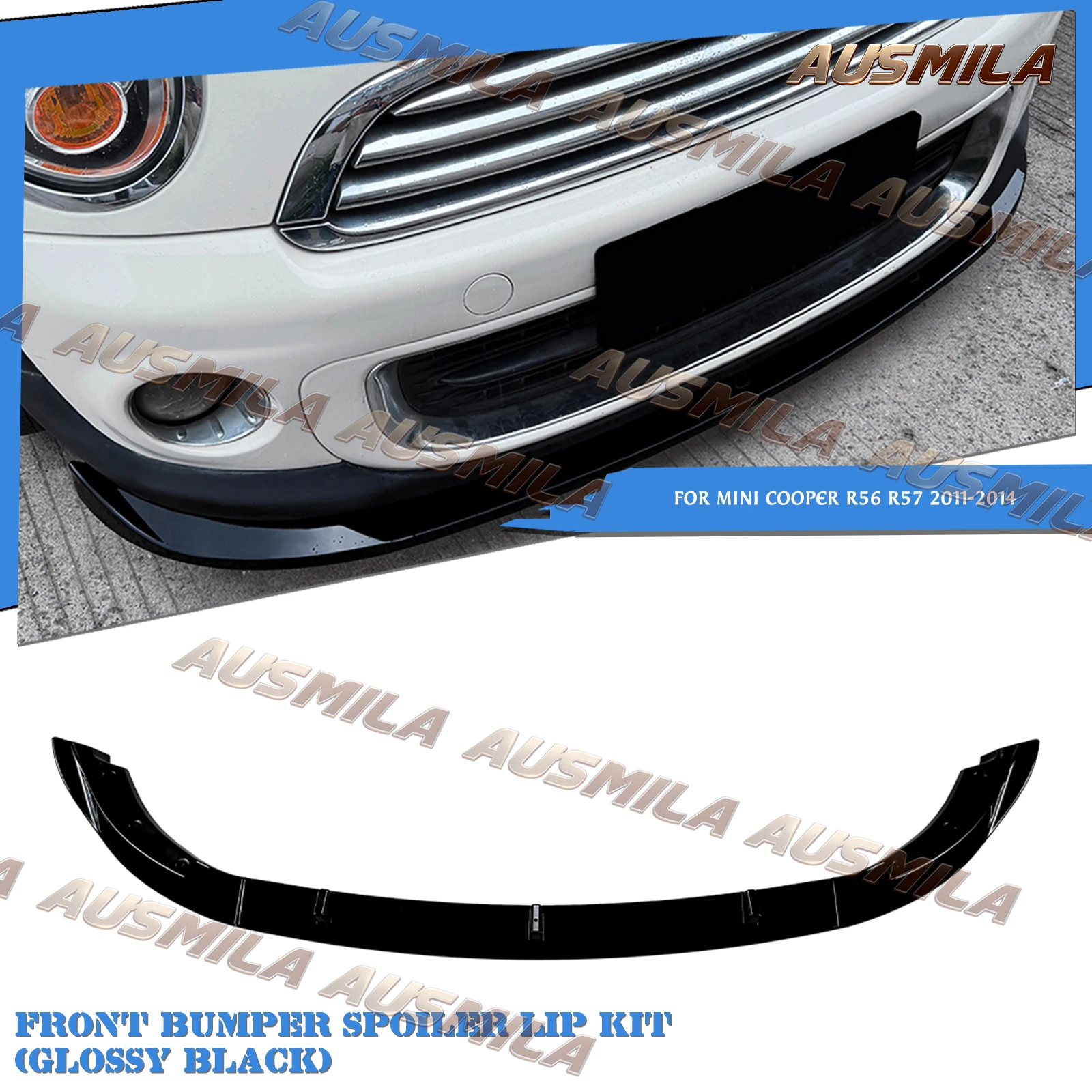 Front Bumper Spoiler Lip Splitter Lower Blade Chin Guard Plate Board Trim For Mini Cooper R56 R57 2011 2012 2013 2014