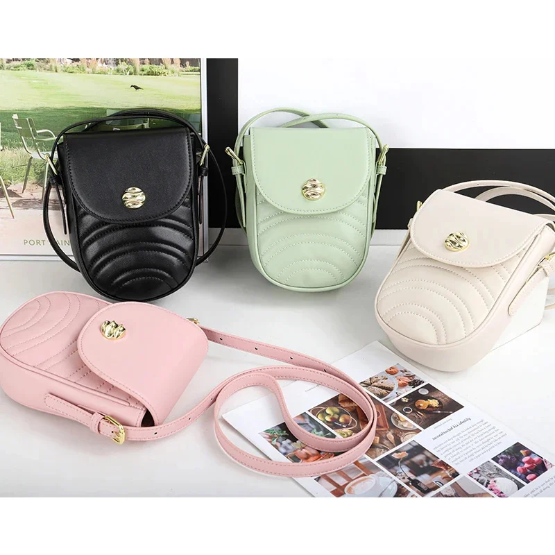 Mobile Phone Ladies 2024 Summer New Fashion Niche One-shoulder Diagonal High-quality Soft Leather Small Bag