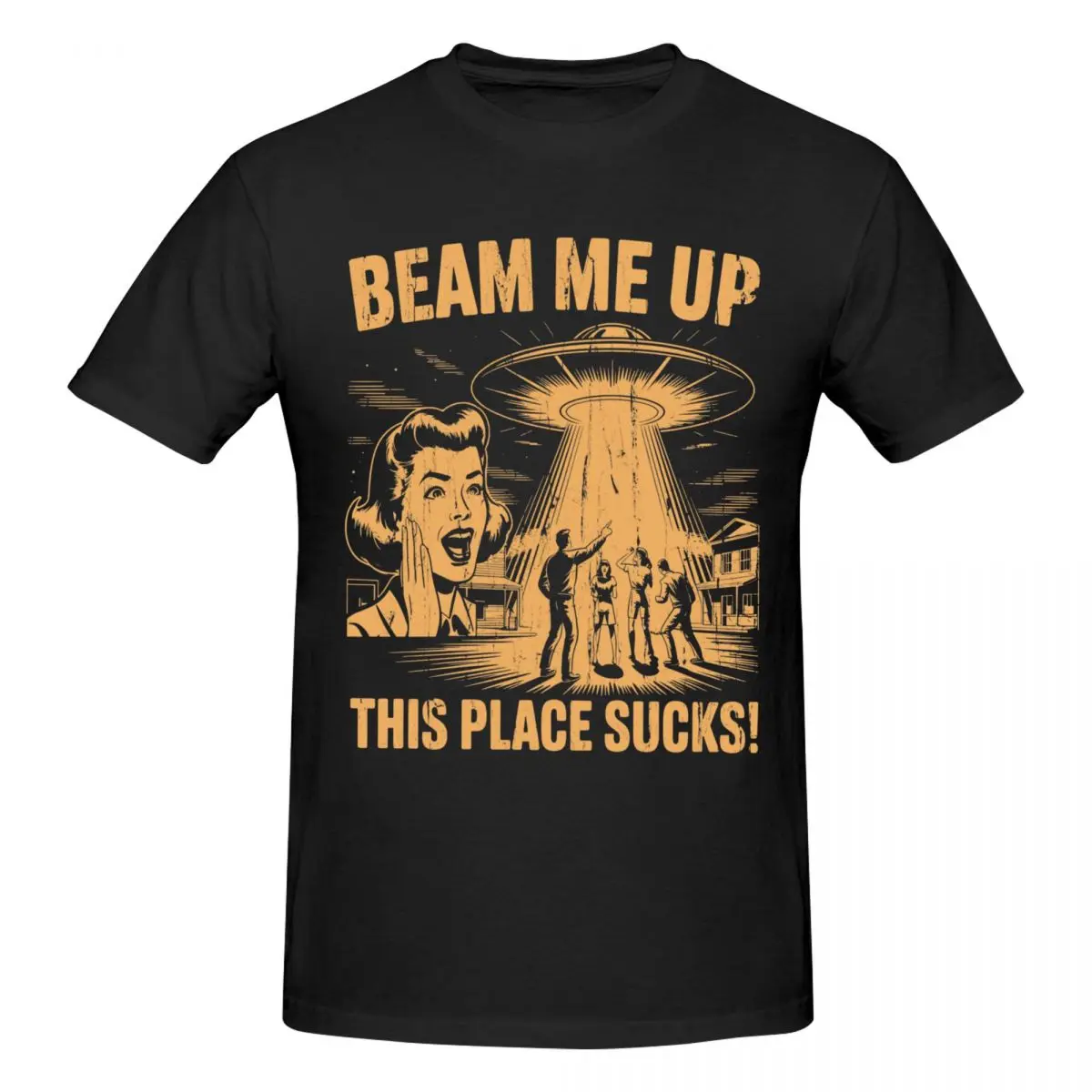 Men Beam Me Up This Place Sucks Trendy T Shirt Vintage Cotton Shirt Men