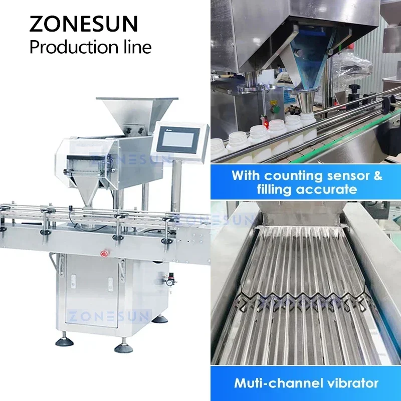 ZONESUN-máquina automática de envasado de dulces, línea de embotellado, máquina de chicles, equipo de embalaje dulce, ZS-AFLC