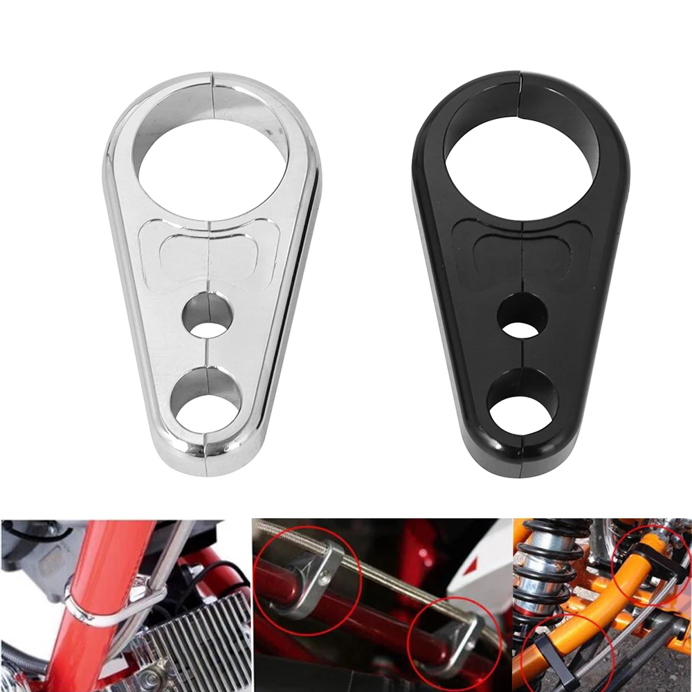 

CNC Aluminum Motorcycle 1" Handlebar Brake Clutch Frame Wire Cable Throttle Oil Pipe Line Clamp Clip Bracket for Harley Honda