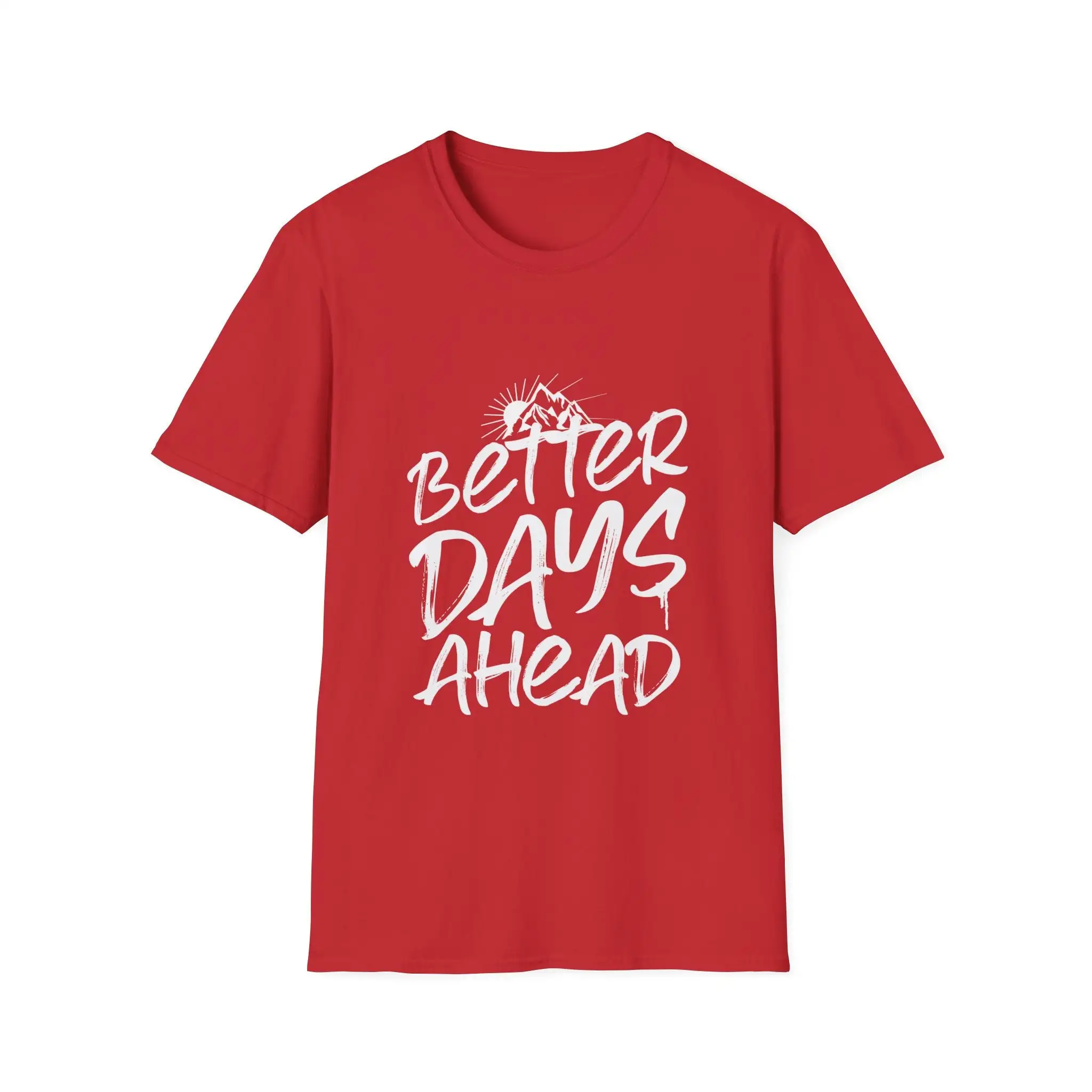 Better Days Ahead Slogan Women T-shirt Fashion Cartoon Sun and Mountain Print Female Shirt Trend Holidau Casual All Match Tee