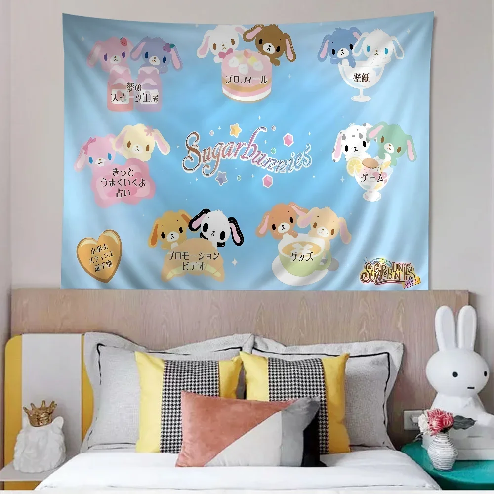 فن نسيج Kawaii Anime S_sugarbunnies - تصميم جميل لون الغرفة، سحر المنزل، ديكور فني جداري مناسب لمناطق المعيشة
