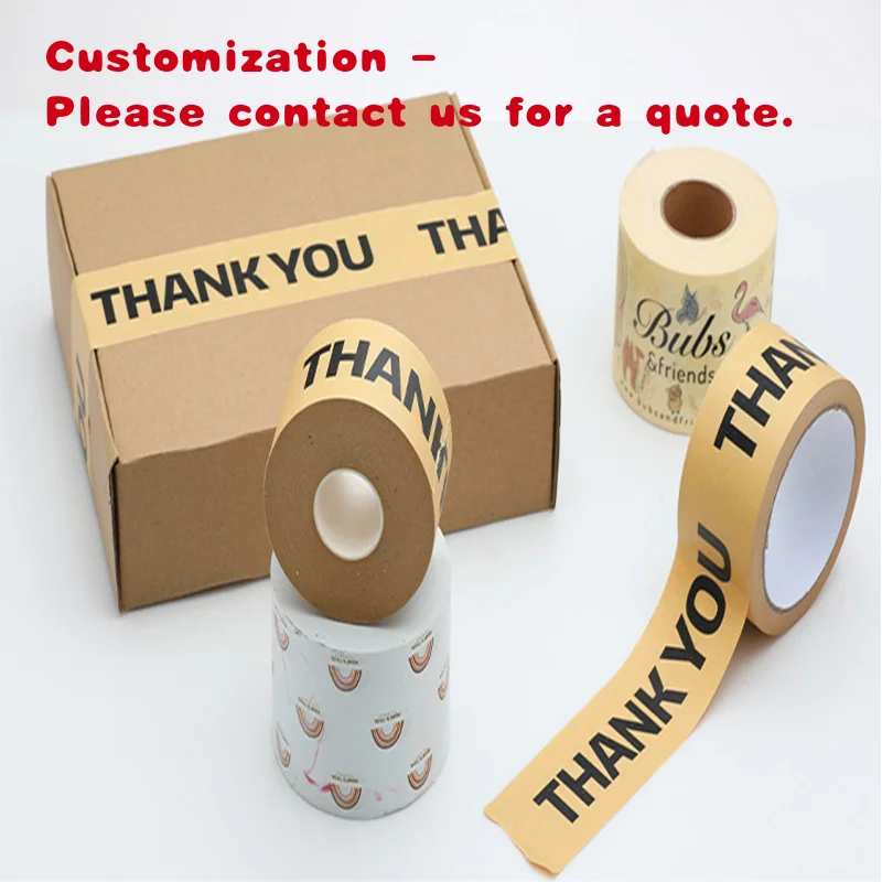 custom.Custom Kraft Packing Tape Strong Adhesive Easy to Tear Writable Brown Kraft Paper Tape Carton Box Sealing Tape