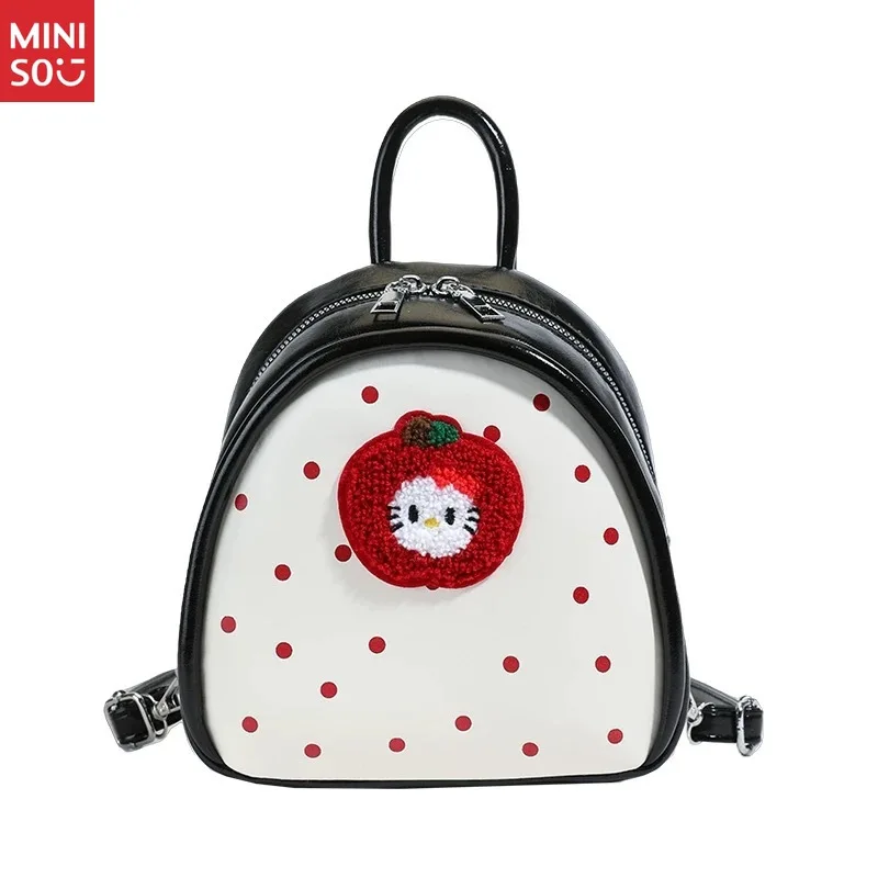 Mochila Miniso de estilo coreano de lunares Hello Kitty, minibolso lindo para mujeres y niñas de uso diario