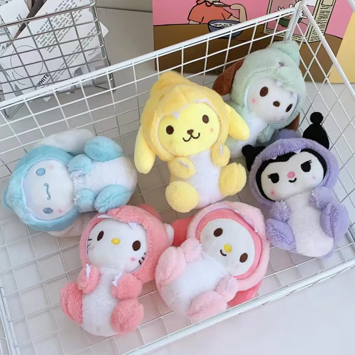 

Sanrio, искусственный плюшевый брелок, аксессуары для сумок в стиле Cinnamoroll, кулон в виде вещи Kuromi Hello Kitty, плюшевый подарок на день рождения