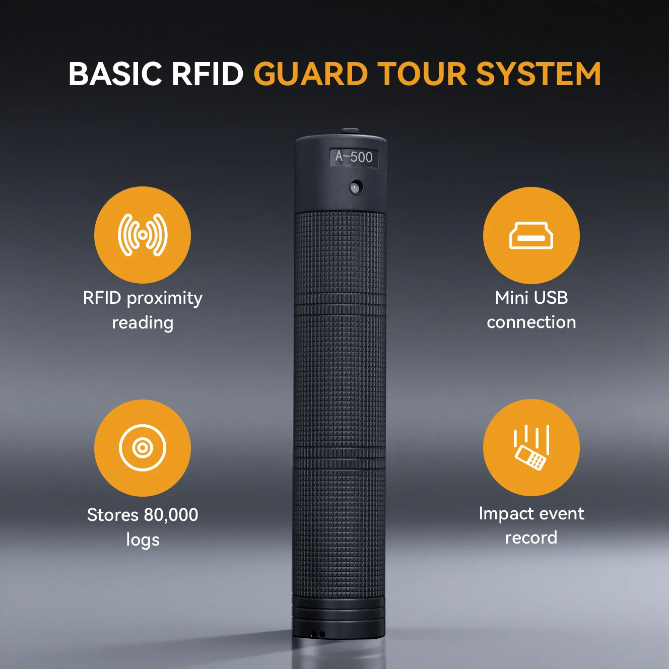 ZOOY A-500 RFID Guard Tour System, Durable Patrol Reader with Automatic Reading, Long Battery Life,  USB Charging, Free Software