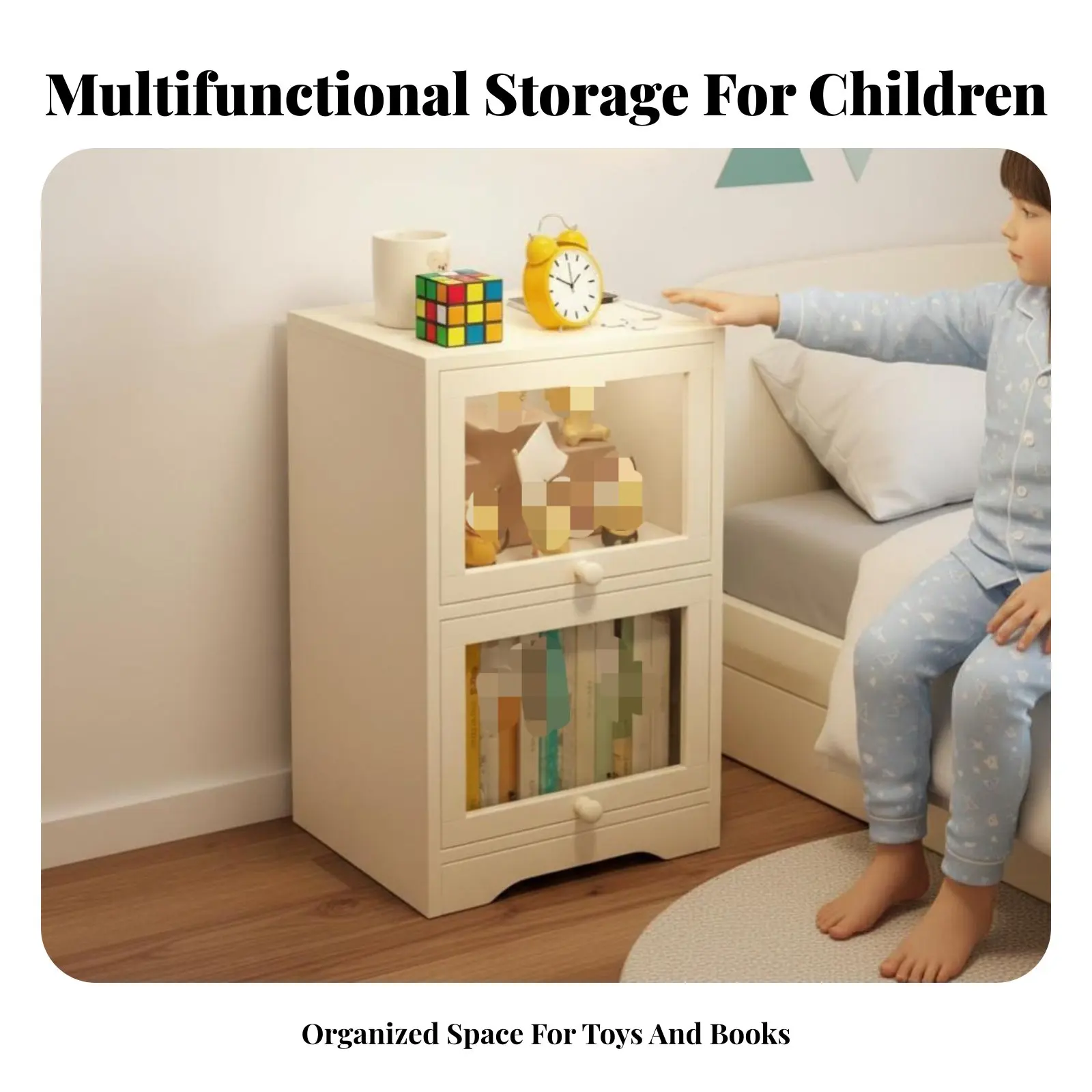 

Прозрачная прикроватная тумбочка-тележка: современный дизайн, легкая сборка, для детской, спальни, общежития