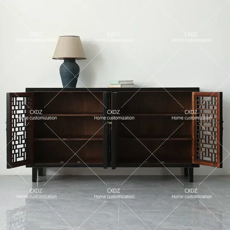 New Chinese Style Solid Wood Dining Side Cabinet Retro Chest Locker Entryway Storage Assembly Furniture