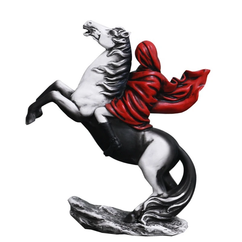 Riding Horse Statue - Modern Art Sculpture Home Decor Accents Resin Crafts Collectible Figurines Ornament, Living Room Durable