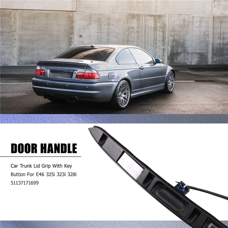 AY03-Black tampa do porta-malas do carro com botão chave para-BMW E46 325I 323I 328I 51137171699