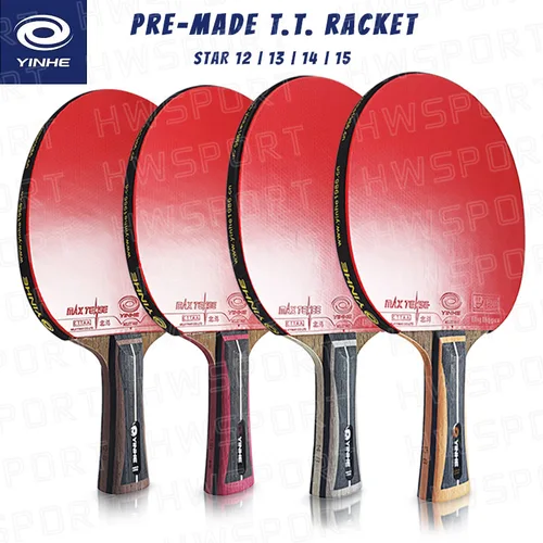 YINHE-raqueta de tenis de mesa profesional, pala de Ping Pong prefabricada de 12, 13, 14 y 15 estrellas, 5 madera, 2 bate ofensivo de carbono para velocidad