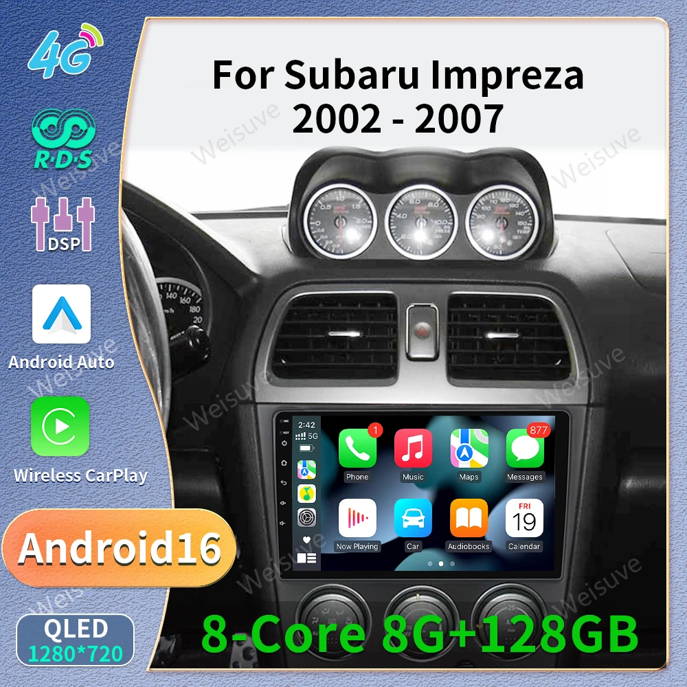 For Subaru Forester SG XV 2002 - 2008 Android 16 Auto radio Multimedia Video Player Navigatie wireless Carplay Head Unit GPS DSP