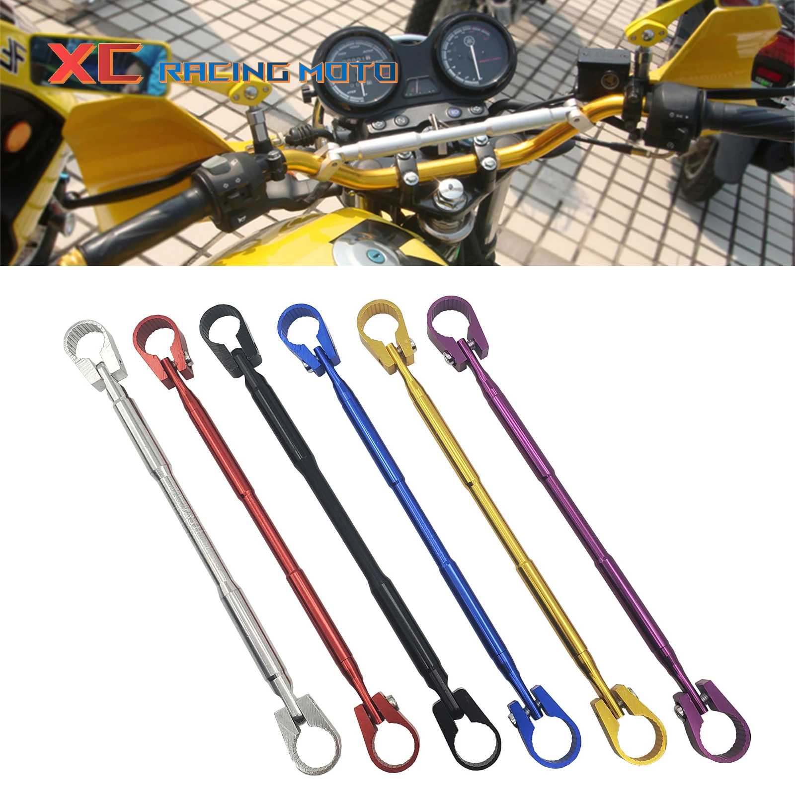 

Motorcycle Bike Handlebar Aluminum Cross Bar Steering Wheel Strength Lever for Most 7/8" 22mm Handlebar Motorcycles