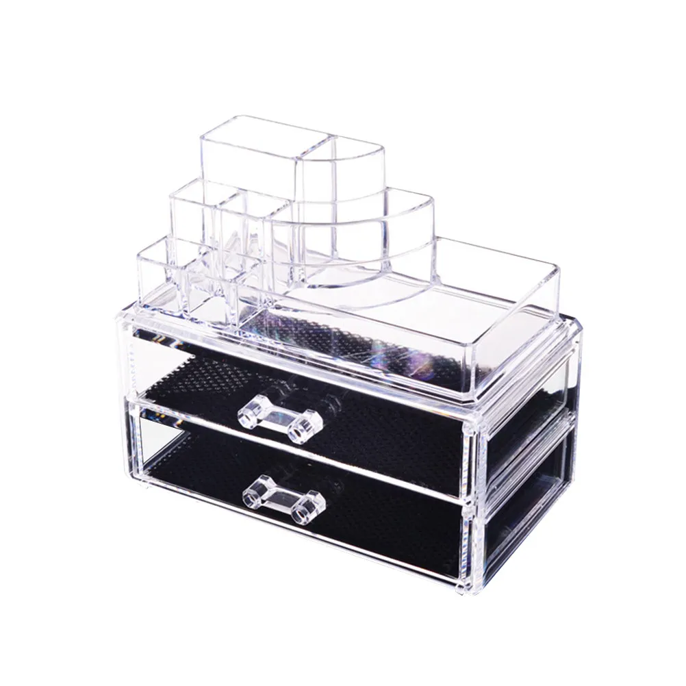 

3 Tier Clear Cosmetics Storage Box High Grade Plastic Stackable Makeup Organizer Countertop Drawer Jewelry Holder Lipstick Nail