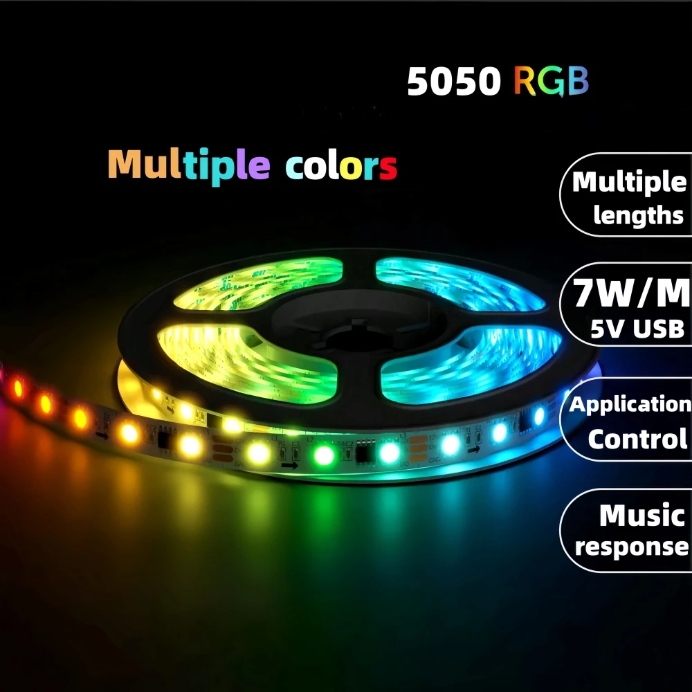 5050 12/LED Strip Light RGB Multiple meters USB Bluetooh Flexible Lamp Tape  For TV Backlight Home Party Decoration