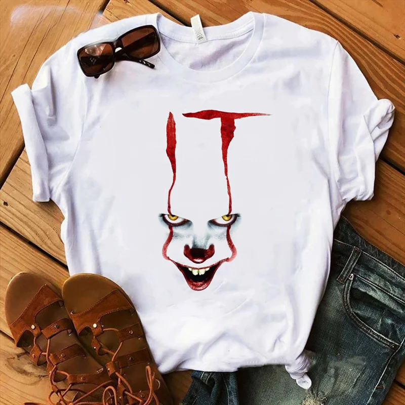 Horror Clown Movie Children T-Shirt New Summer Hot Stephen King Print Cotton Boy Girl Tshirt Pennywise Baby Tops Tee Kid Clothes