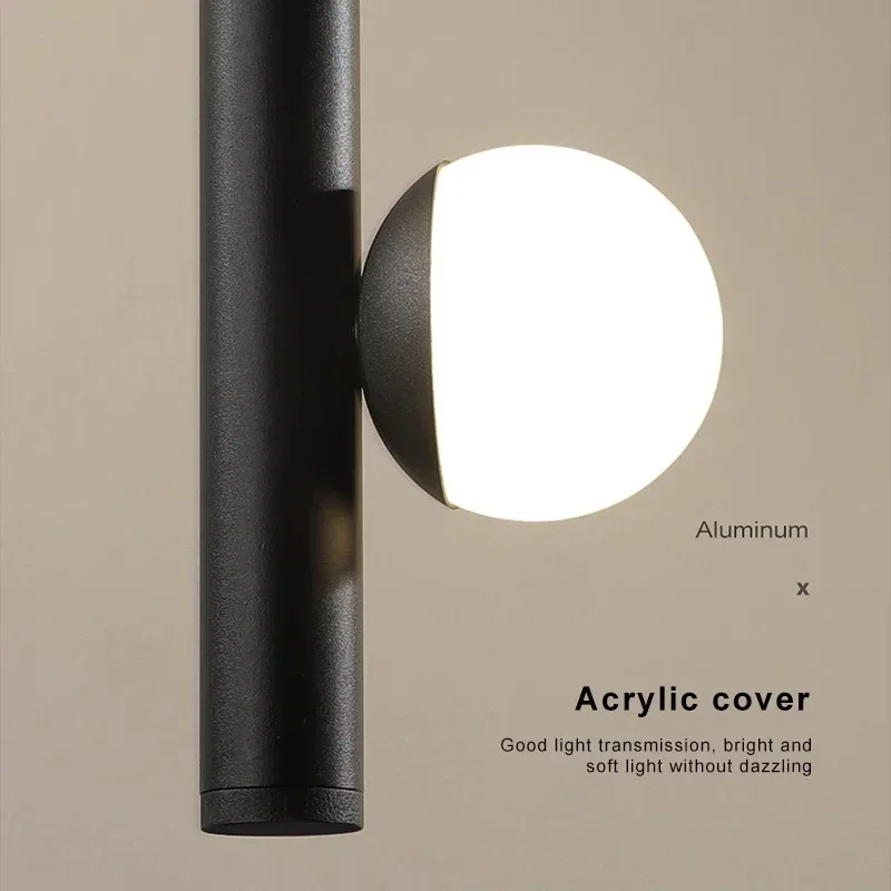 

Светодиодные подвесные светильники Современный светодиодный черный минималистичный точечный светильник Гостиная Ресторан Подвесной светильник Спальня Прикроватная тумбочка Домашняя креативная лампа