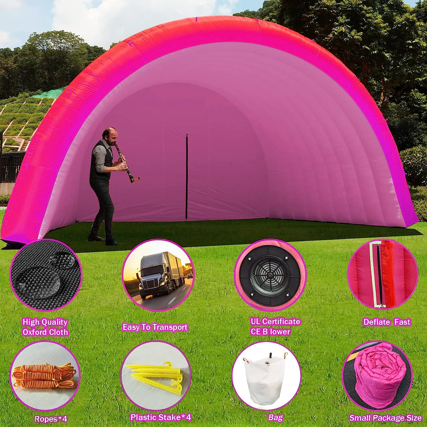 Giant Inflatable Stage Tent Advertising Stage Cover Roof Dome Event Arch Tent with blower For Outdoor Music Festival Concert