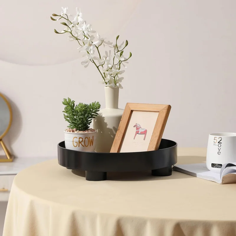 Decorative Tray Coffee Table Round for Home Decor Bathroom Counter Perfume Organizer Dining , Dresser,